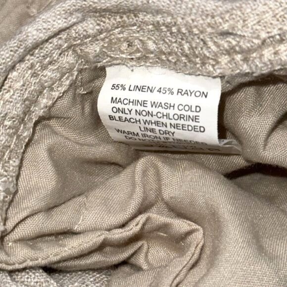 Briggs Womens XXL Beige Linen-Rayon Blend Elastic Waist Pants With Pockets - Picture 3 of 10